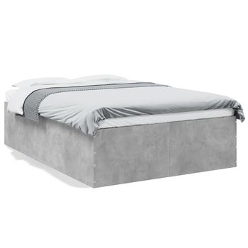 Cama Matrimonial | Cama Para Adultos | Estructura De Cama Madera De Ingeniería Gris Hormigón 135x190cm Cfw68898