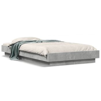 Cama Individual | Cama Para Adultos | Estructura De Cama Madera De Ingeniería Gris Hormigón 75x190 Cm Cfw45529