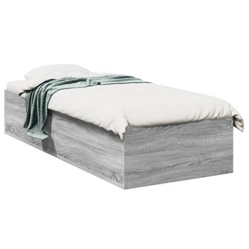 Cama Individual | Cama Para Adultos | Estructura De Cama Madera De Ingeniería Gris Sonoma 100x200 Cm Cfw56299