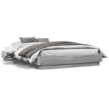 Cama Matrimonial | Cama Para Adultos | Estructura De Cama Madera De Ingeniería Gris Sonoma 135x190 Cm Cfw656410