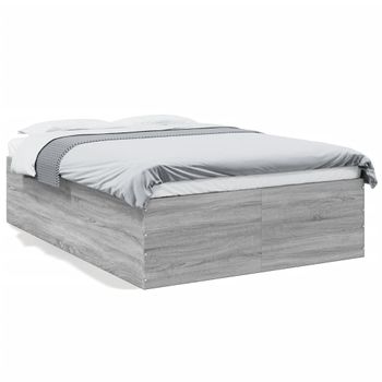 Cama Matrimonial | Cama Para Adultos | Estructura De Cama Madera De Ingeniería Gris Sonoma 135x190 Cm Cfw45796