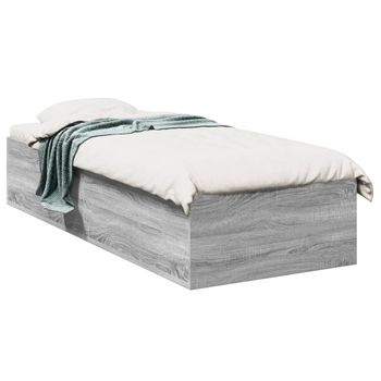 Cama Individual | Cama Para Adultos | Estructura De Cama Madera De Ingeniería Gris Sonoma 75x190 Cm Cfw28892