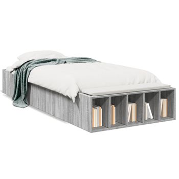 Cama Individual | Cama Para Adultos | Estructura De Cama Madera De Ingeniería Gris Sonoma 75x190 Cm Cfw24286