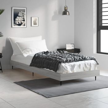 Cama Individual | Cama Para Adultos | Estructura De Cama Madera Contrachapada Gris Sonoma 75x190 Cm Cfw274825