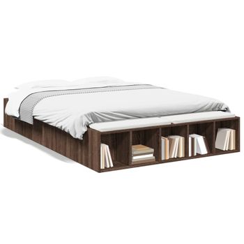 Cama Matrimonial | Cama Para Adultos | Estructura De Cama Madera De Ingeniería Marrón Roble 140x190 Cm Cfw32325