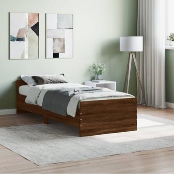 Cama Individual | Cama Para Adultos | Estructura De Cama Madera De Ingeniería Marrón Roble 75x190 Cm Cfw862731