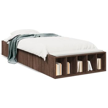 Cama Individual | Cama Para Adultos | Estructura De Cama Madera De Ingeniería Marrón Roble 90x190 Cm Cfw93281