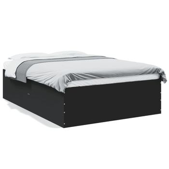 Cama Matrimonial | Cama Para Adultos | Estructura De Cama Madera De Ingeniería Negra 135x190 Cm Cfw41259