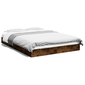 Cama Matrimonial | Cama Para Adultos | Estructura De Cama Madera De Ingeniería Roble Ahumado 135x190cm Cfw90869