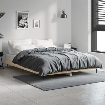 Cama Matrimonial | Cama Para Adultos | Estructura De Cama Madera Contrachapada Roble Sonoma 135x190 Cm Cfw601823