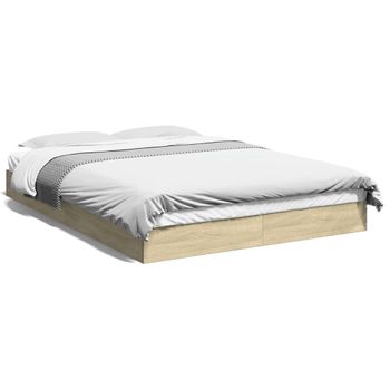 Cama Matrimonial | Cama Para Adultos | Estructura De Cama Madera De Ingeniería Roble Sonoma 135x190 Cm Cfw52256