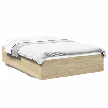 Cama Matrimonial | Cama Para Adultos | Estructura De Cama Madera De Ingeniería Roble Sonoma 135x190 Cm Cfw59044