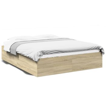 Cama Matrimonial | Cama Para Adultos | Estructura De Cama Madera De Ingeniería Roble Sonoma 150x200 Cm Cfw83327