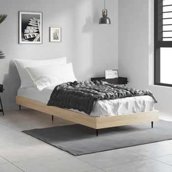 Cama Individual | Cama Para Adultos | Estructura De Cama Madera Contrachapada Roble Sonoma 75x190 Cm Cfw190672