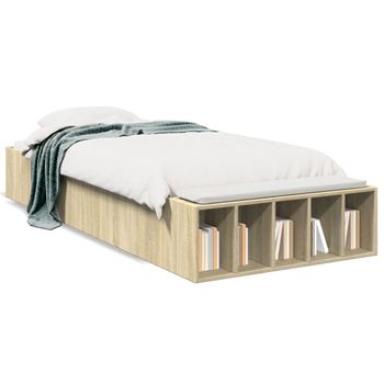 Cama Individual | Cama Para Adultos | Estructura De Cama Madera De Ingeniería Roble Sonoma 90x190 Cm Cfw81929