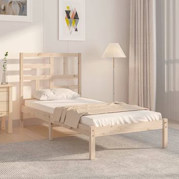 Cama Individual | Cama Para Adultos | Estructura De Cama Madera Maciza 100x200 Cm Cfw639402