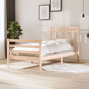 Cama Individual | Cama Para Adultos | Estructura De Cama Madera Maciza 100x200 Cm Cfw980941