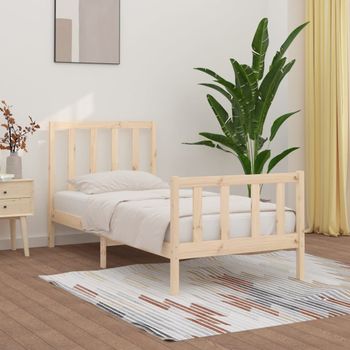 Cama Individual | Cama Para Adultos | Estructura De Cama Madera Maciza 100x200 Cm Cfw923087