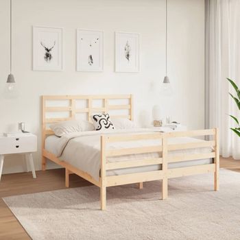 Cama Matrimonial | Cama Para Adultos | Estructura De Cama Madera Maciza 120x190 Cm Cfw769754