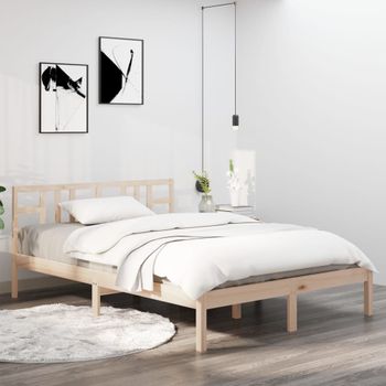 Cama Matrimonial | Cama Para Adultos | Estructura De Cama Madera Maciza 120x190 Cm Cfw874847