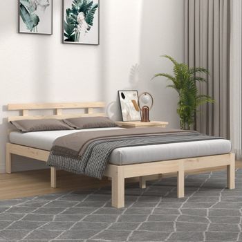 Cama Matrimonial | Cama Para Adultos | Estructura De Cama Madera Maciza 120x190 Cm Cfw767784