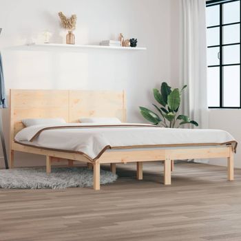 Cama Matrimonial | Cama Para Adultos | Estructura De Cama Madera Maciza 120x190 Cm Cfw570788