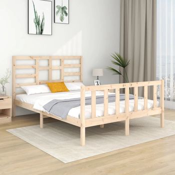 Cama Matrimonial | Cama Para Adultos | Estructura De Cama Madera Maciza 120x190 Cm Cfw365739