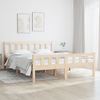 Cama Matrimonial | Cama Para Adultos | Estructura De Cama Madera Maciza 120x190 Cm Cfw175118