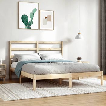 Cama Matrimonial | Cama Para Adultos | Estructura De Cama Madera Maciza 120x190 Cm Cfw396530