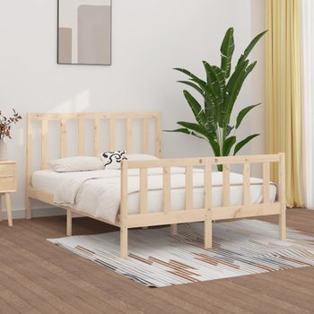 Cama Matrimonial | Cama Para Adultos | Estructura De Cama Madera Maciza 140x190 Cm Cfw320840