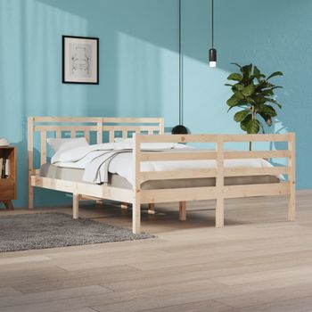 Cama Matrimonial | Cama Para Adultos | Estructura De Cama Madera Maciza 140x200 Cm Cfw229238