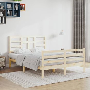 Cama Matrimonial | Cama Para Adultos | Estructura De Cama Madera Maciza 140x200 Cm Cfw724896