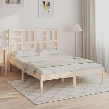 Cama Matrimonial | Cama Para Adultos | Estructura De Cama Madera Maciza 150x200 Cm Cfw103642