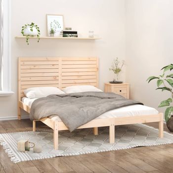 Cama Matrimonial | Cama Para Adultos | Estructura De Cama Madera Maciza 150x200 Cm Cfw591742