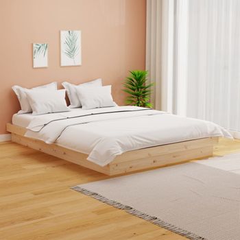 Cama Matrimonial | Cama Para Adultos | Estructura De Cama Madera Maciza 150x200 Cm Cfw478764