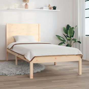 Cama Individual | Cama Para Adultos | Estructura De Cama Madera Maciza 75x190 Cm Cfw217419