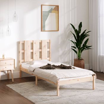 Cama Individual | Cama Para Adultos | Estructura De Cama Madera Maciza 75x190 Cm Cfw136748