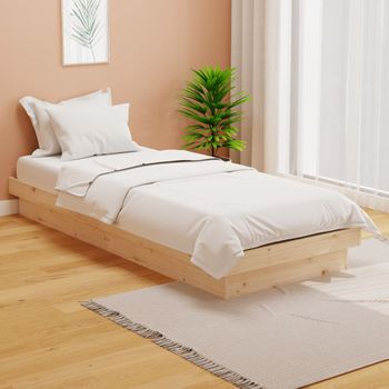 Cama Individual | Cama Para Adultos | Estructura De Cama Madera Maciza 75x190 Cm Cfw211352