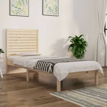 Cama Individual | Cama Para Adultos | Estructura De Cama Madera Maciza 75x190 Cm Cfw206082