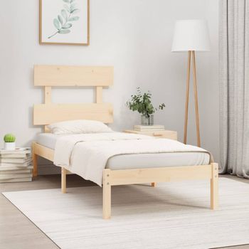 Cama Individual | Cama Para Adultos | Estructura De Cama Madera Maciza 75x190 Cm Cfw191688