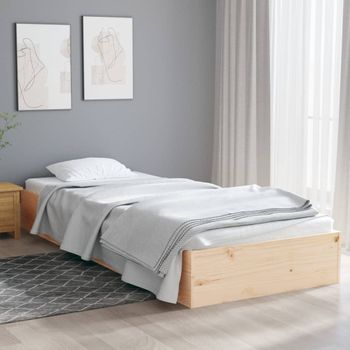 Cama Individual | Cama Para Adultos | Estructura De Cama Madera Maciza 75x190 Cm Cfw380695