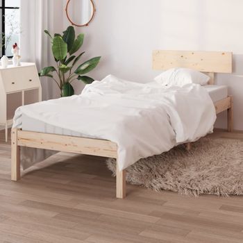 Cama Individual | Cama Para Adultos | Estructura De Cama Madera Maciza De Pino Individual 75x190 Cm Cfw229276