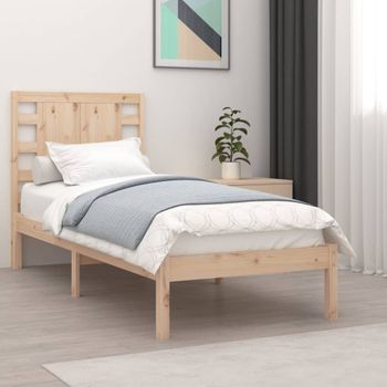 Cama Individual | Cama Para Adultos | Estructura De Cama Madera Maciza 90x190 Cm Cfw492898