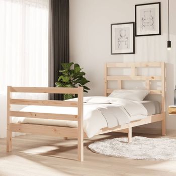 Cama Individual | Cama Para Adultos | Estructura De Cama Madera Maciza 90x200 Cm Cfw993075