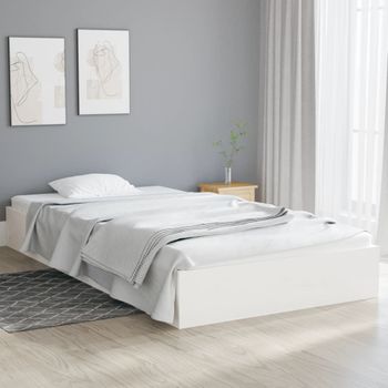 Cama Individual | Cama Para Adultos | Estructura De Cama Madera Maciza Blanca 100x200 Cm Cfw264969