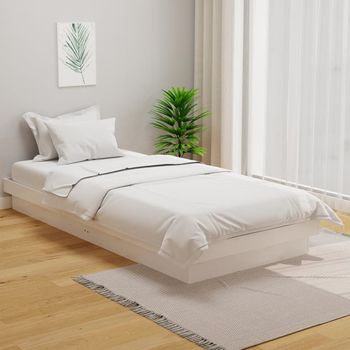 Cama Individual | Cama Para Adultos | Estructura De Cama Madera Maciza Blanca 100x200 Cm Cfw158372