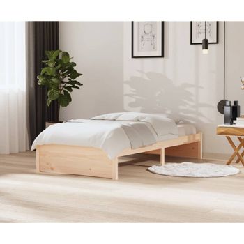 Cama Individual | Cama Para Adultos | Estructura De Cama Madera Maciza Blanca 100x200 Cm Cfw153137