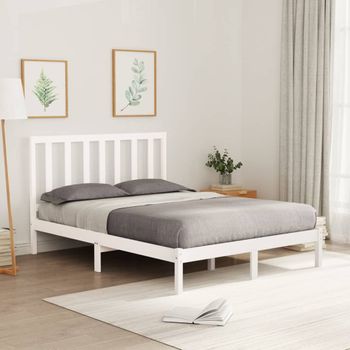 Cama Matrimonial | Cama Para Adultos | Estructura De Cama Madera Maciza Blanca 120x200 Cm Cfw913114