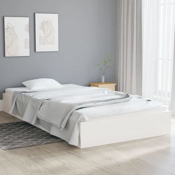 Cama Individual | Cama Para Adultos | Estructura De Cama Madera Maciza Blanca 90x200 Cm Cfw146275