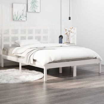 Cama Matrimonial | Cama Para Adultos | Estructura De Cama Madera Maciza Blanco 200x200 Cm Cfw162138